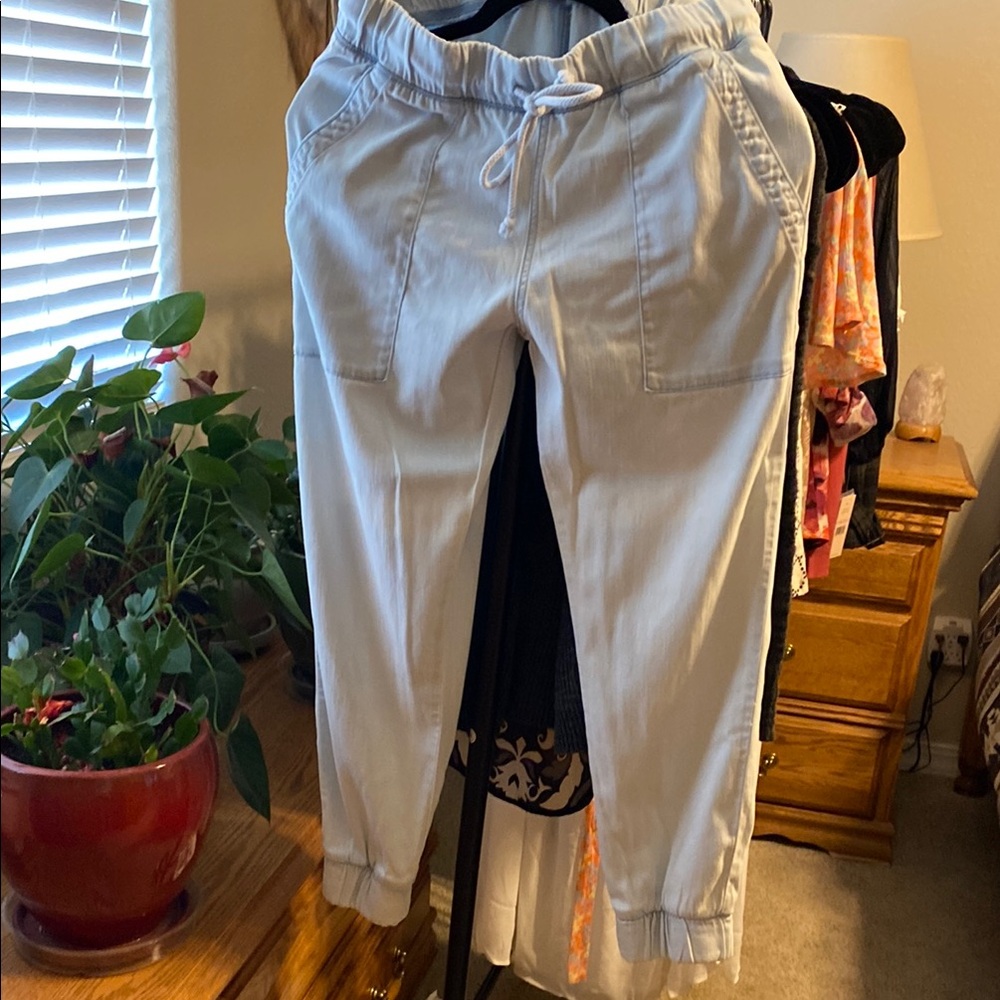 Anthropologie-Light Blue Drawstring Jogger Pants
